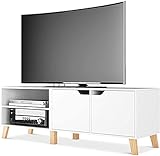 TV-Schrank weiß Tisch TV-Board Lowboard TV-Bank Fernsehschrank Fernsehtisch Skandinavischer für Wohnzimmer Holz 140x48x40cm