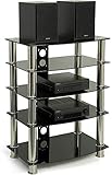 Centurion Supports gts6 4-shelf Glanz-Schwarz Mit Silber Beine flach Bildschirm TV/Hi-Fi/AV Rack Glas Ständer