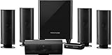 Harman/Kardon HKTS 5BK/230 5.1-Kanal Surroundsound Heimkino-Lautsprechersystem mit 4 Zwei-Wege Satellitenlautsprechern, 1 Center-Lautsprecher und 1 Aktivem Subwoofer mit 60 Watt Leistung - Schwarz