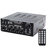 Mochatopia Bluetooth Verstärker Karaoke Mächtig, Mini AV-Receiver HiFi Audio Stereo Musik 2.0 Kanal Endstufe Netzteil 120 Watt für PC Handy TV Party