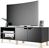 TV-Schrank Schwarz Tisch TV-Board Lowboard TV-Bank Fernsehschrank Fernsehtisch Skandinavischer für Wohnzimmer Holz 140x48x40cm